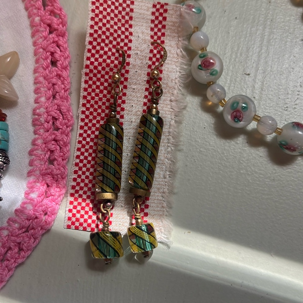 Green Glass Earrings